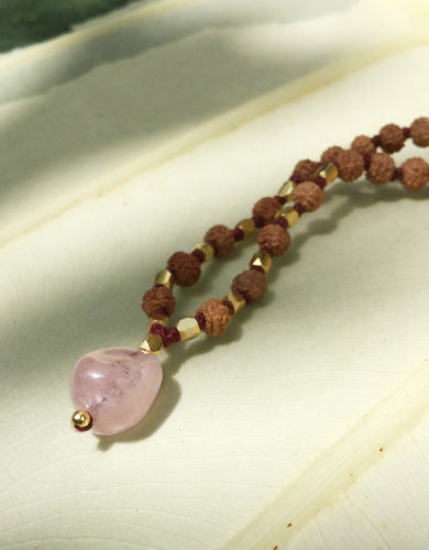 [MALA] RUDRAKSHA MORGANITE HEART